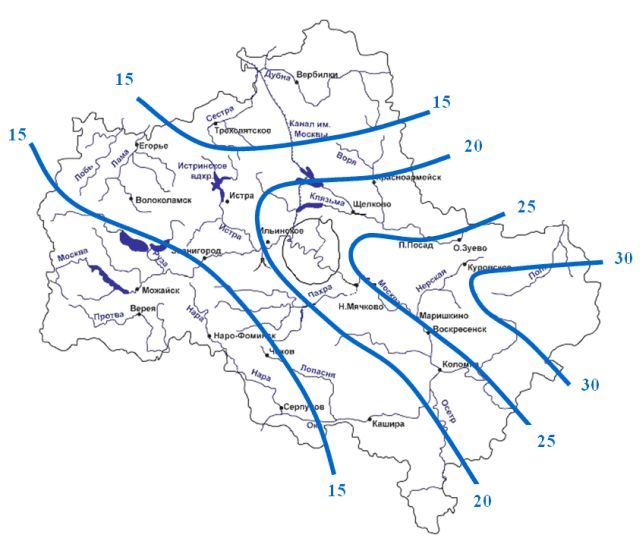 Карта осадков черусти